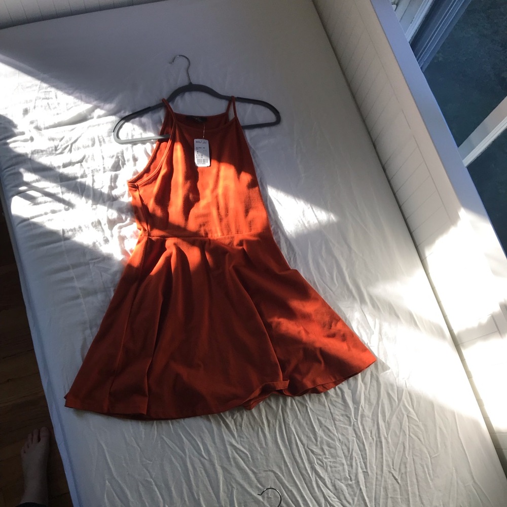 rust knit skater dress